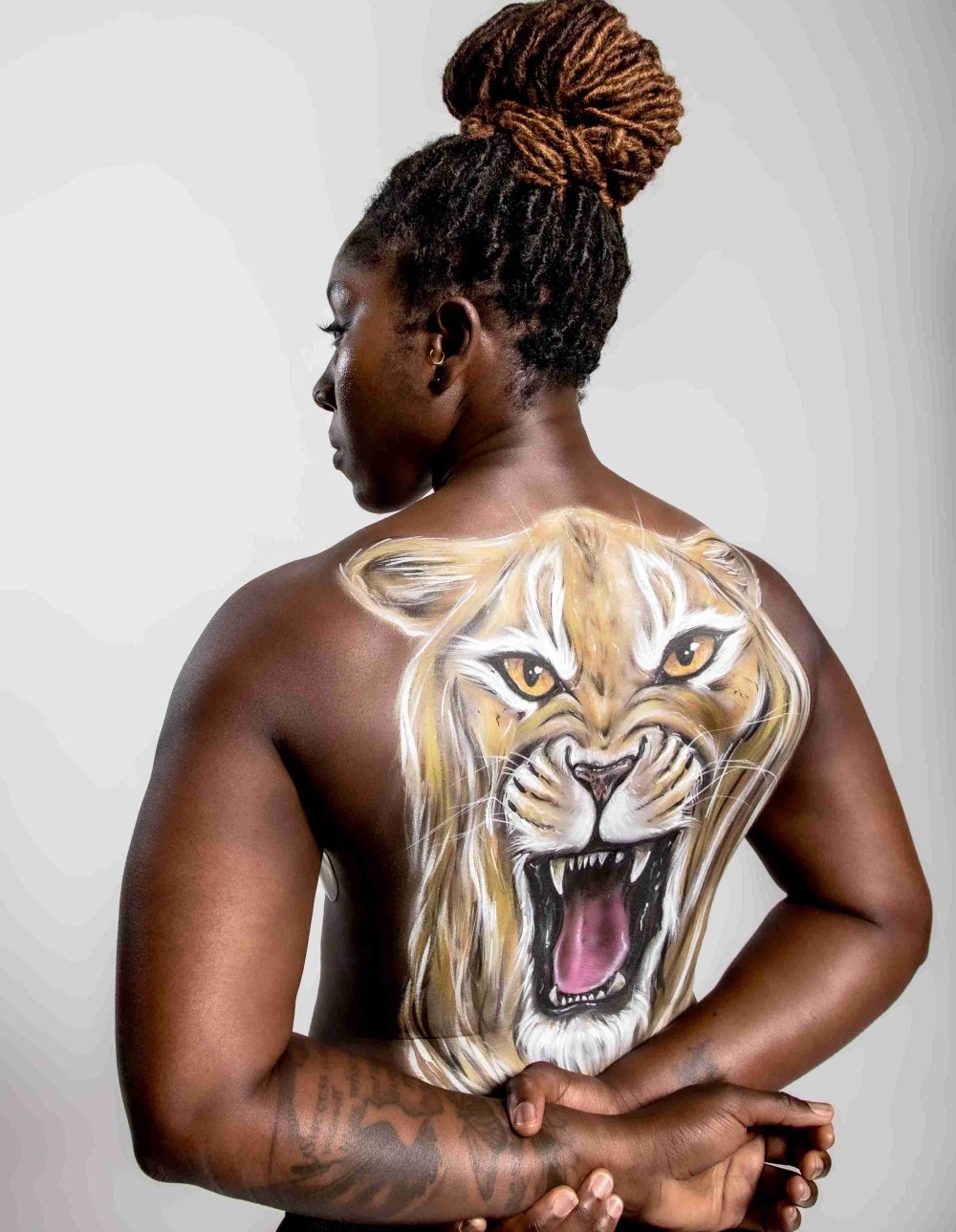 Anita Asante with lioness back paint.